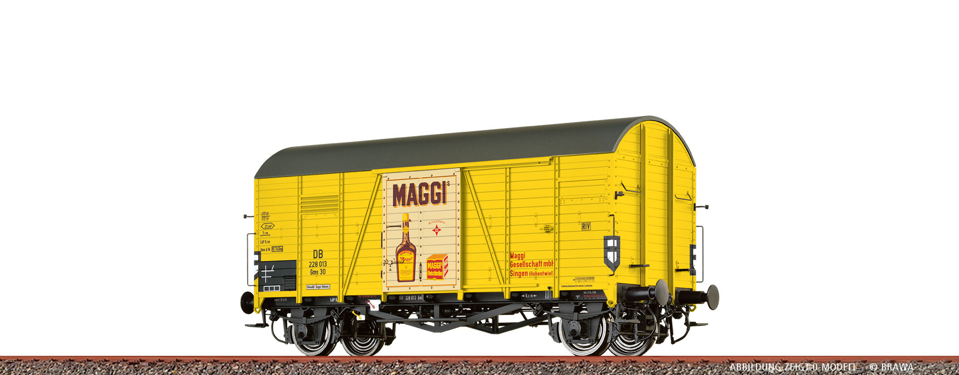 H0 GÜW Gms 30 DB III Maggi H0 Güterwagen Gms 30 DB, III, Maggi (AC Achsen)