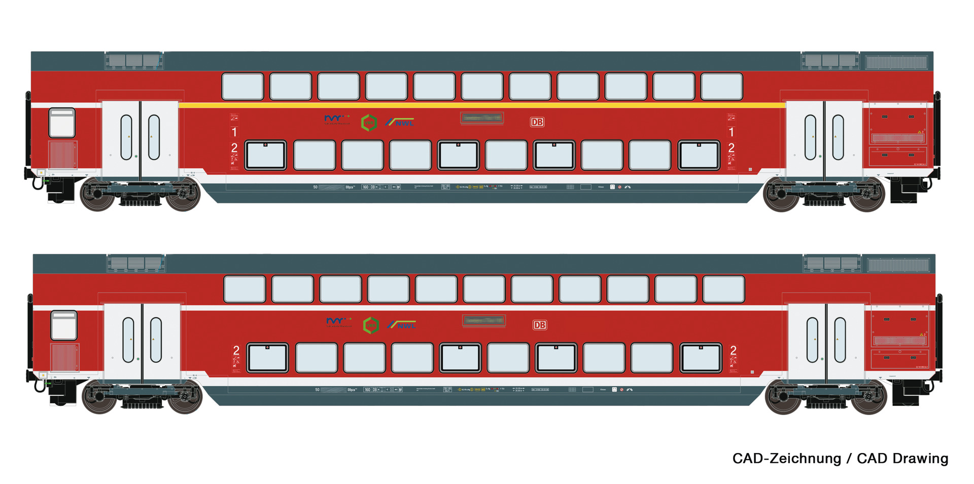 Roco 74148 2-tlg. Set: Doppelstockwagen 