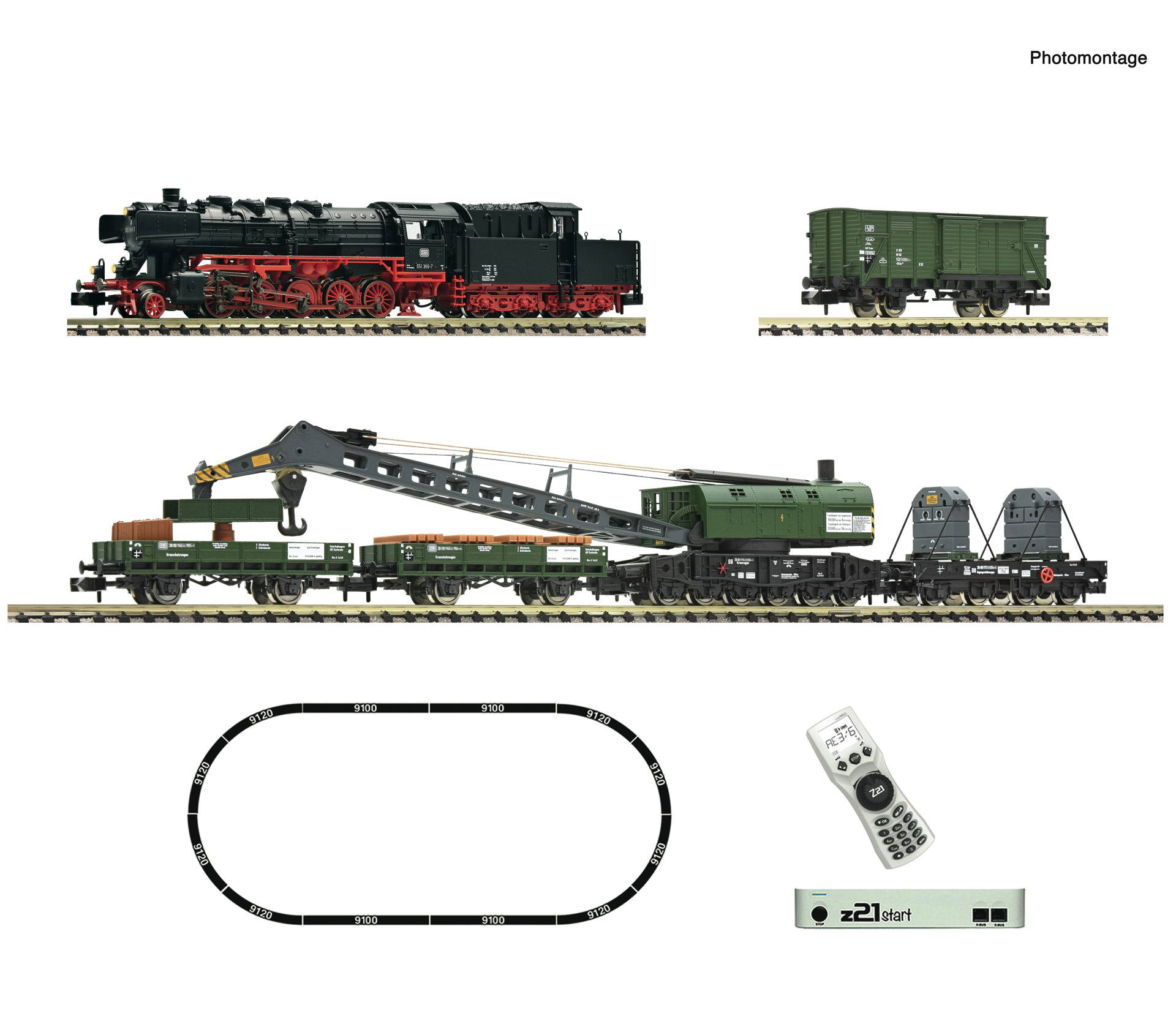 Fleischmann 5170004 z21 start Digitalset: Dampflokomotive BR 051 mit Kranzug, DB 