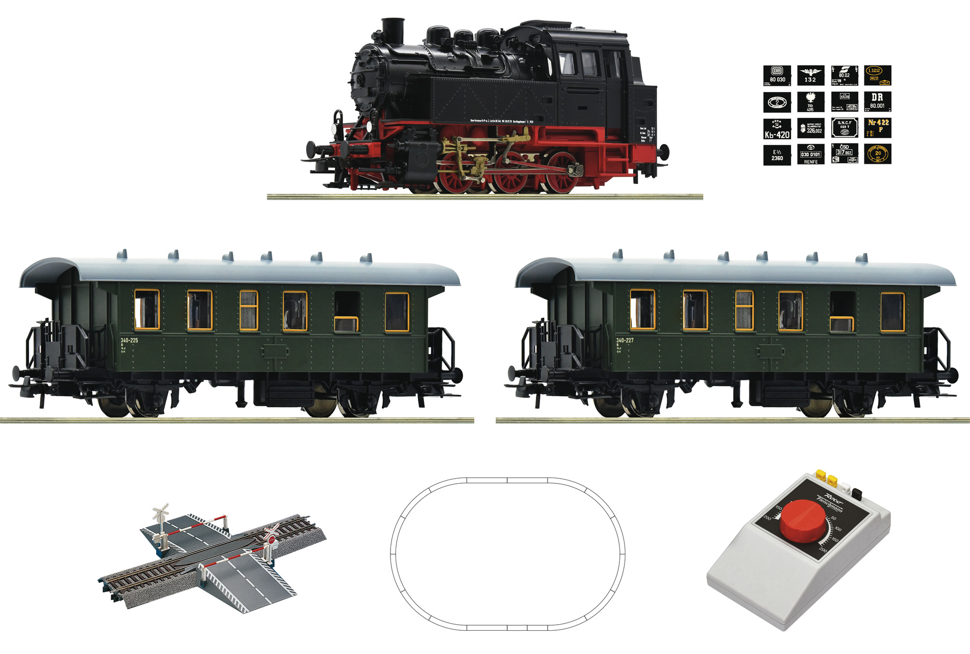 Roco 5100001 Analog Start Set: Dampflokomotive BR 80 mit Personenzug 