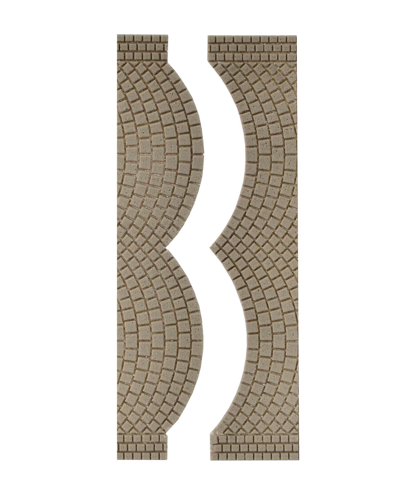 Vollmer 48244 H0 Straßenplatte Kopfsteinpflaster aus Steinkunst,je 2 Endstücke, L 1,7 cm x B 8 cm 