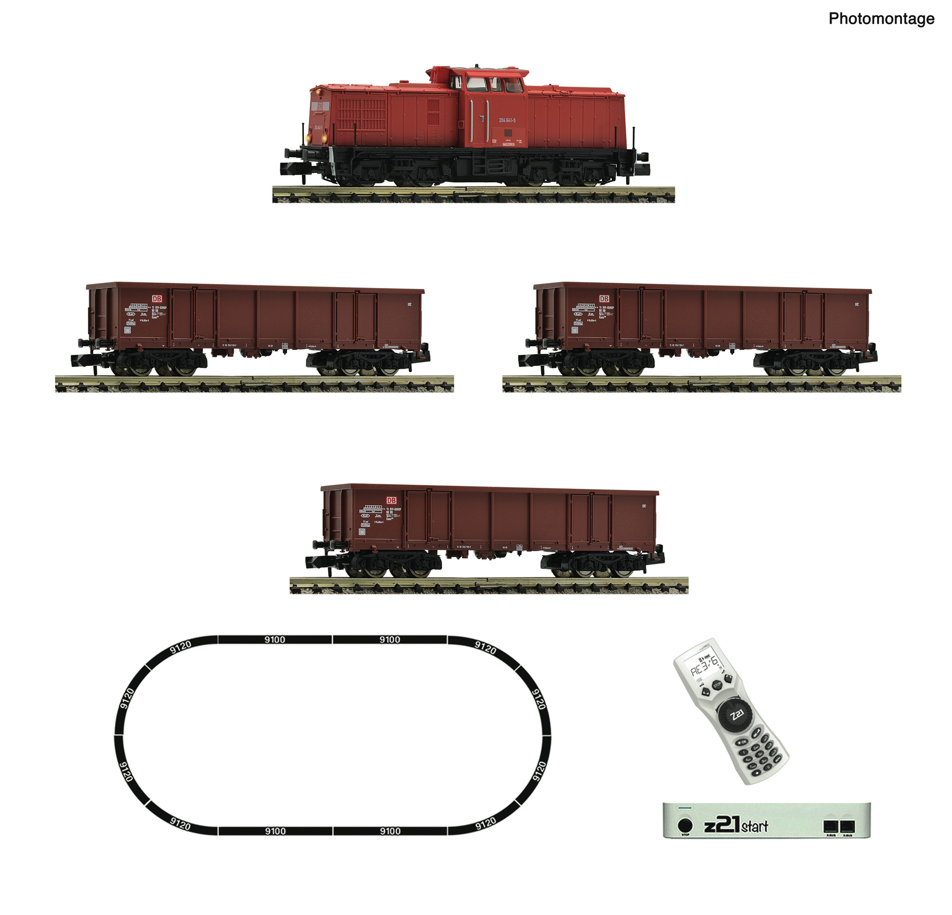 Fleischmann 5170005 z21 start Digitalset: Diesellokomotive BR 204 mit Güterzug, DB AG 