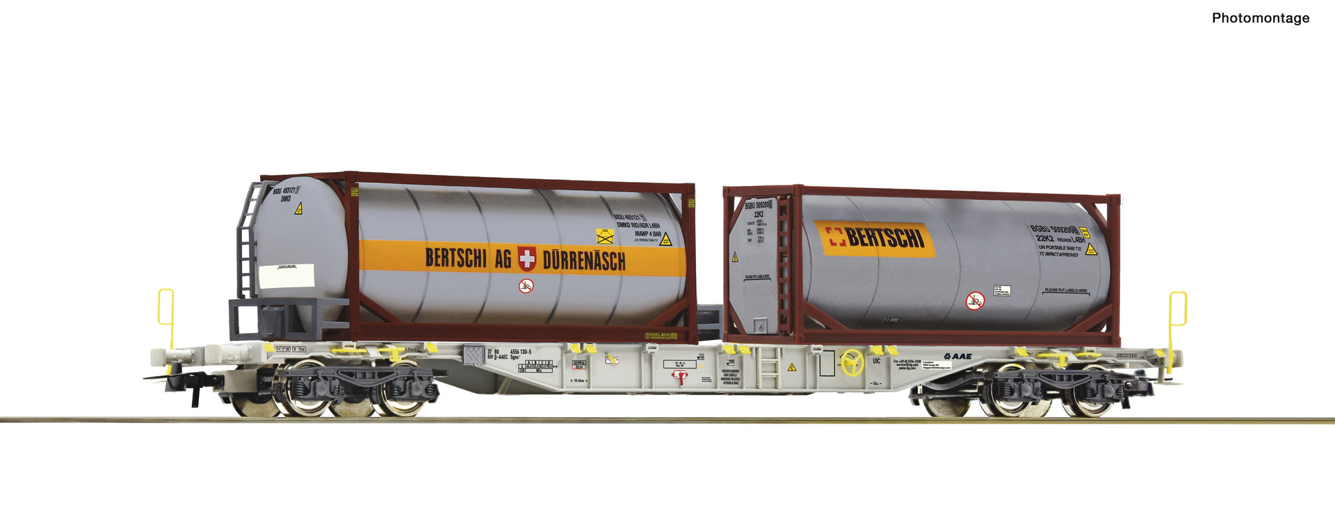 Roco 77340 Containertragwagen + Bertschi Tankcontainer 